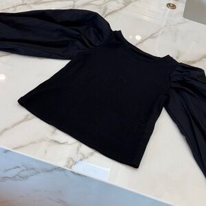 Elegant Black Puff Sleeve Top